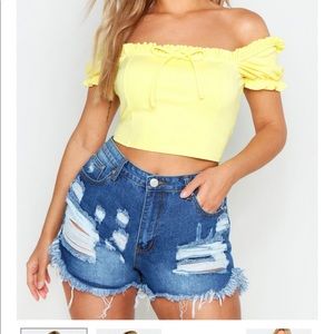Cut- off Ripped Denim Shorts